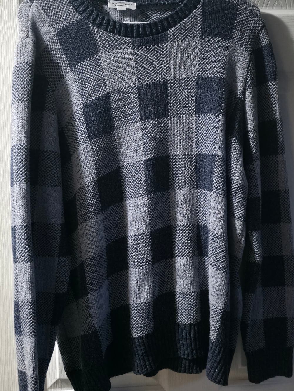 4/$67 Deal! Vintage Classic Check Crewneck Sweater - Gray and Navy
